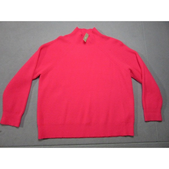 J.CREW Sweaters - J.Crew Sweater Womens XL Pink Cashmere Mock Neck Pullover Ribbed Fair Trade Cert
